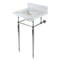 Kingston Brass 19 Carrara Marble Console Sink with Brass Legs 8 Faucet Drillings, Marble WhitePolished Nickel KVPB1917M8SQ6 - alternate 1